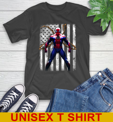 NFL Football Carolina Panthers Spider Man Avengers Marvel American Flag Shirt T-Shirt