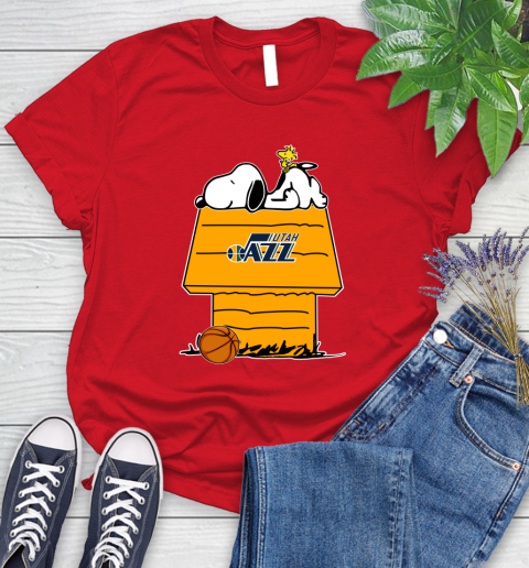 Utah Jazz NBA Basketball Snoopy Woodstock The Peanuts Movie Women's T-Shirt 9