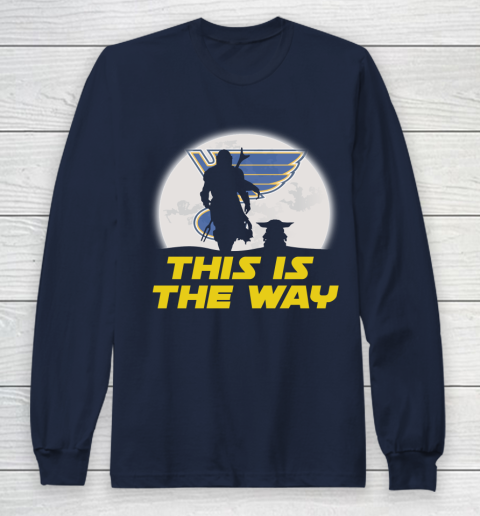 St.Louis Blues NHL Ice Hockey Star Wars Yoda And Mandalorian This Is The Way Long Sleeve T-Shirt 2