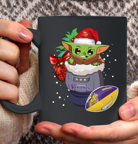 Minnesota Vikings Christmas Baby Yoda Star Wars Funny Happy NFL Ceramic Mug 11oz 3