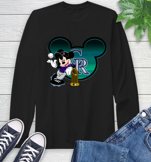 MLB Colorado Rockies The Commissioner's Trophy Mickey Mouse Disney Long Sleeve T-Shirt 2
