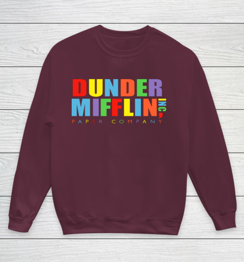 The Office Dunder Mifflin Rainbow Letters Youth Sweatshirt 4