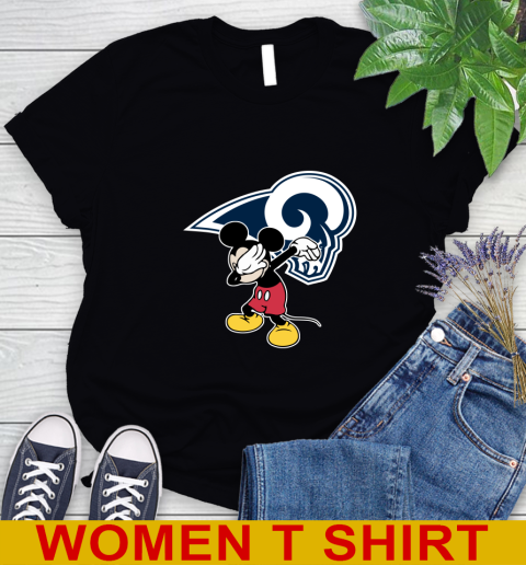 Los Angeles Rams NFL Football Dabbing Mickey Disney Sports Women's T-Shirt 2