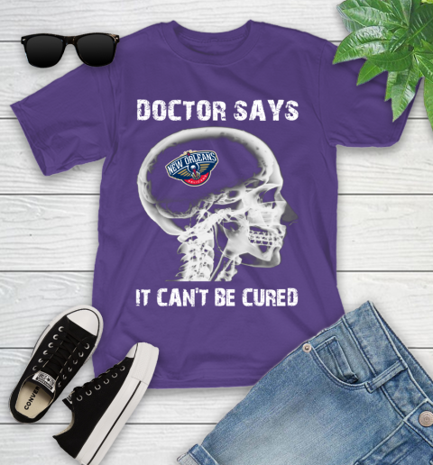 NBA New Orleans Pelicans Basketball Skull It Can't Be Cured Shirt Youth T-Shirt 3