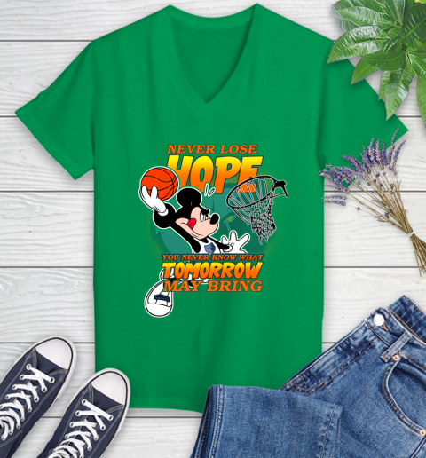 Memphis Grizzlies NBA Basketball Mickey Disney Never Lose Hope Women's V-Neck T-Shirt 5