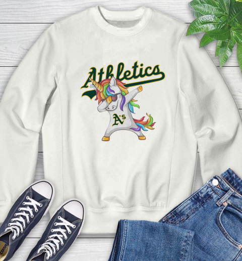 Oakland Athletics MLB Baseball Funny Unicorn Dabbing Sports Sweatshirt