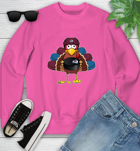 Colorado Avalanche Turkey Thanksgiving Day Youth Sweatshirt 7
