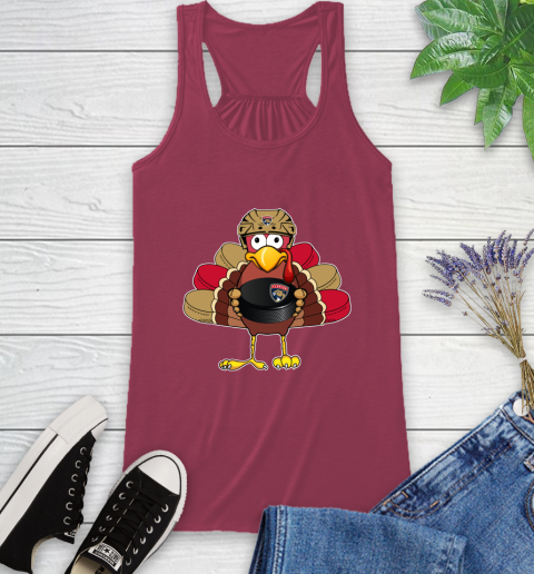Florida Panthers Turkey Thanksgiving Day Racerback Tank 8