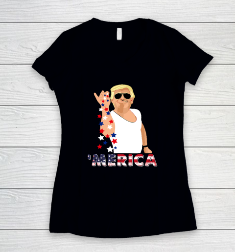 Patriotic Trump Bae 4th of July America Freedom Day Women's V-Neck T-Shirt