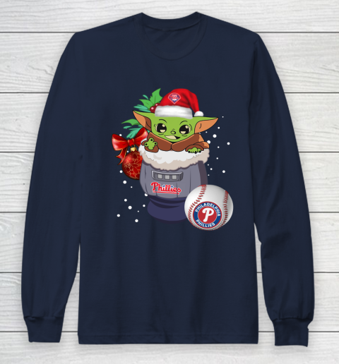 Philadelphia Phillies Christmas Baby Yoda Star Wars Funny Happy MLB Long Sleeve T-Shirt 4
