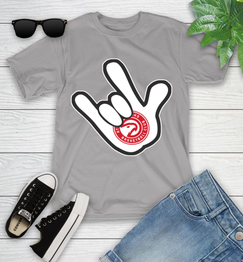 Atlanta Hawks NBA Basketball Mickey Rock Hand Disney Youth T-Shirt 4