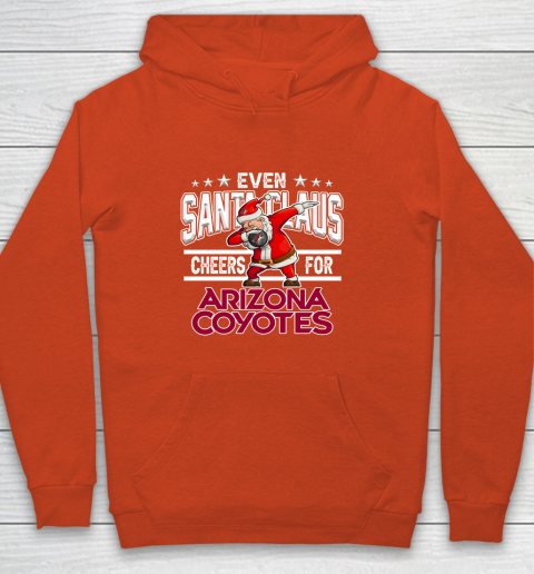 Arizona Coyotes Even Santa Claus Cheers For Christmas NHL Youth Hoodie 3