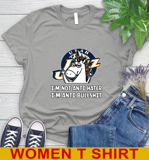 Utah Jazz NBA Basketball Unicorn I'm Not Anti Hater I'm Anti Bullshit Women's T-Shirt 11