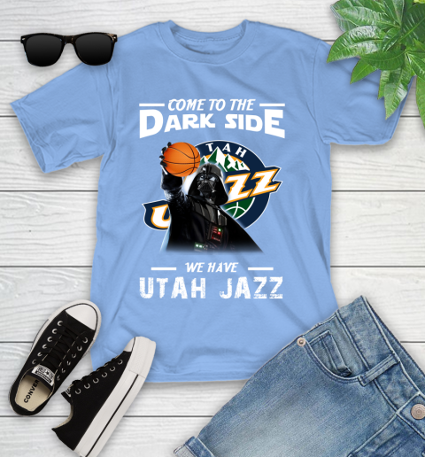 NBA Come To The Dark Side We Have Utah Jazz Star Wars Darth Vader Basketball Youth T-Shirt 15