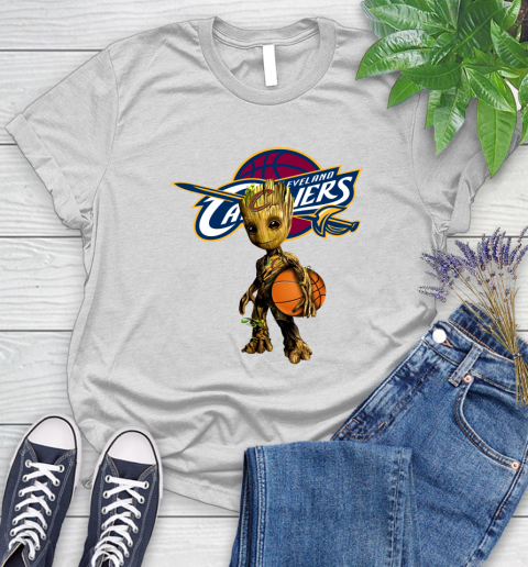 Cleveland Cavaliers NBA Basketball Groot Marvel Guardians Of The Galaxy Women's T-Shirt
