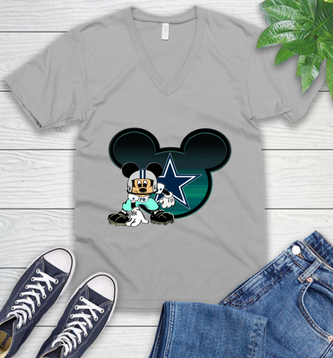 NFL Dallas Cowboys Mickey Mouse Disney Football T Shirt V-Neck T-Shirt 4