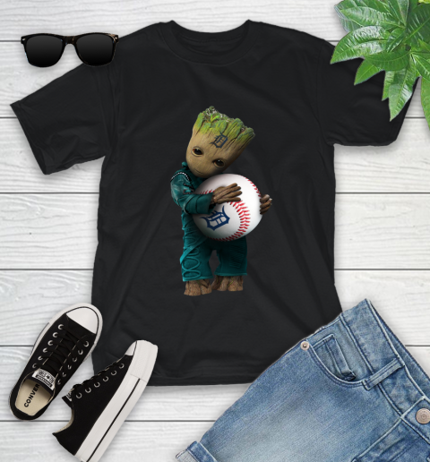 MLB Groot Guardians Of The Galaxy Baseball Sports Detroit Tigers Youth T-Shirt 2