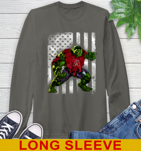 Arizona Diamondbacks Hulk Marvel Avengers MLB Baseball American Flag Long Sleeve T-Shirt 10