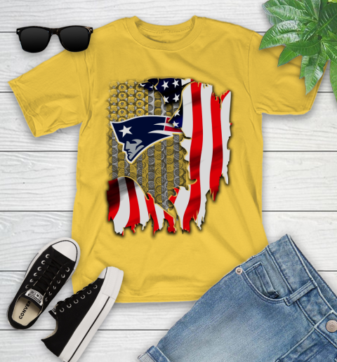 New England Patriots NFL Football American Flag Youth T-Shirt 10