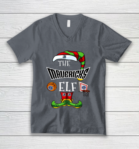 Dallas Mavericks Christmas ELF Funny NBA V-Neck T-Shirt 4