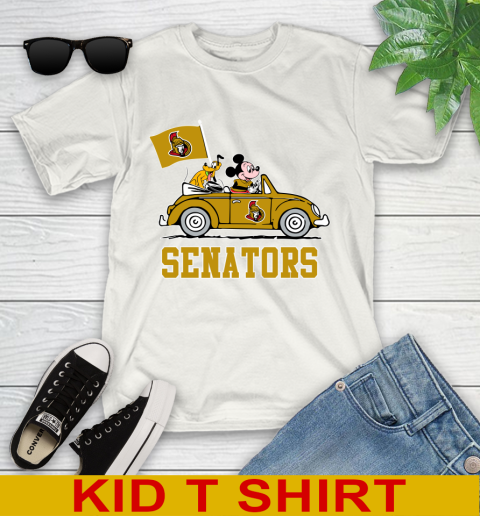 NHL Hockey Ottawa Senators Pluto Mickey Driving Disney Shirt Youth T-Shirt