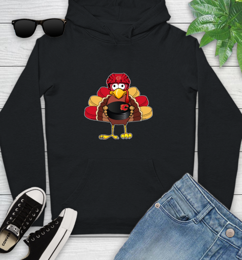 Calgary Flames Turkey Thanksgiving Day Youth Hoodie 2