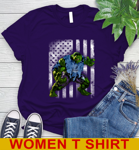 Memphis Grizzlies Hulk Marvel Avengers NBA Basketball American Flag Women's T-Shirt 4