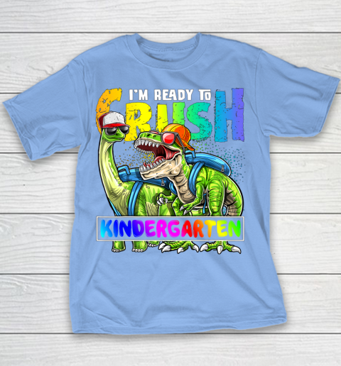 Next Level t shirts I m Ready To Crush Kindergarten T Rex Dino Holding Pencil Back To School Youth T-Shirt 16