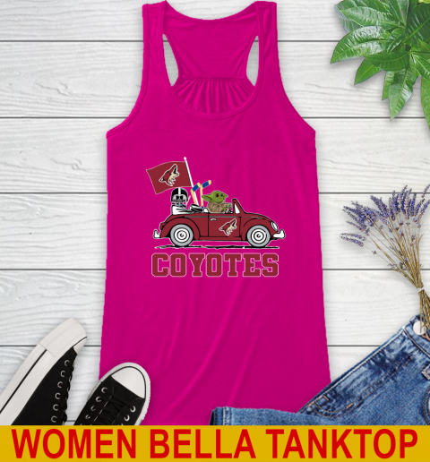 NHL Hockey Arizona Coyotes Darth Vader Baby Yoda Driving Star Wars Shirt Racerback Tank 8