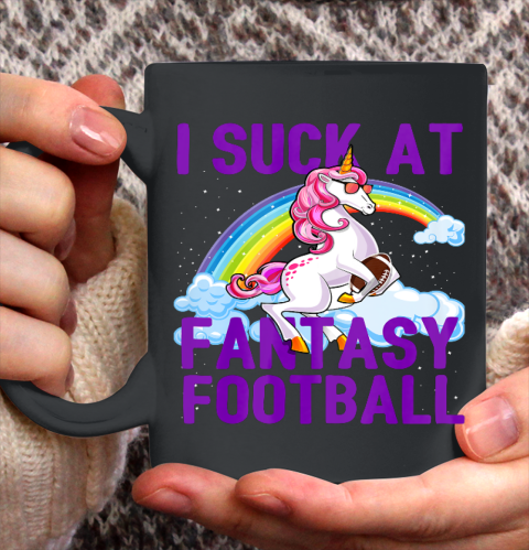 I Suck at Fantasy Football Unicorn Rainbow Loser Men Gift Ceramic Mug 11oz