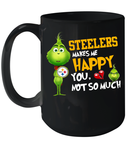 NFL Pittsburgh Steelers Makes Me Happy You Not So Much Grinch Football Sports Ceramic Mug 15oz
