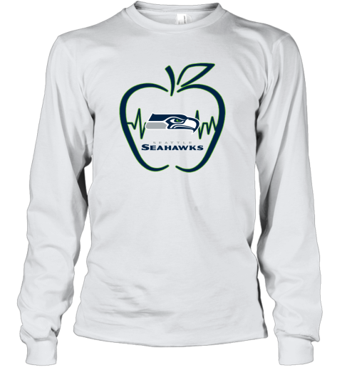 Apple Heartbeat Teacher Symbol Seattle Seahawks Youth Long Sleeve 