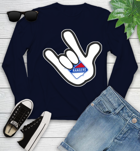 New York Rangers NHL Hockey Mickey Rock Hand Disney Youth Long Sleeve 3