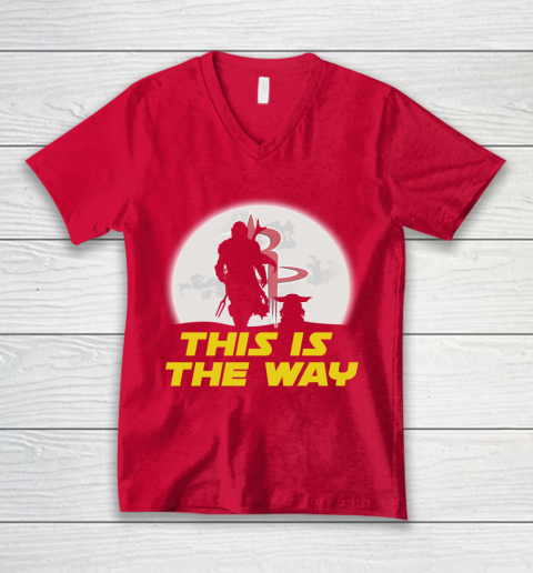Houston Rockets NBA Basketball Star Wars Yoda And Mandalorian This Is The Way V-Neck T-Shirt 6