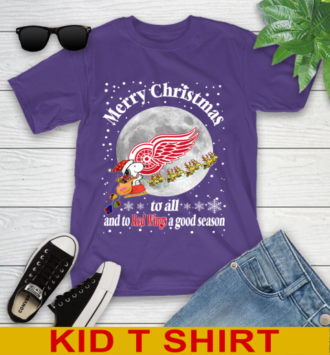Detroit Red Wings Merry Christmas To All And To Red Wings A Good Season NHL Hockey Sports Youth T-Shirt 3