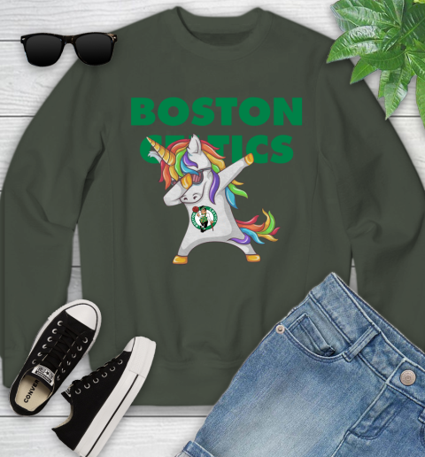 Boston Celtics NBA Basketball Funny Unicorn Dabbing Sports Youth Sweatshirt 10