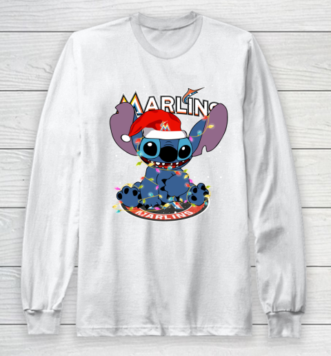 Miami Marlins MLB noel stitch Baseball Christmas Long Sleeve T-Shirt