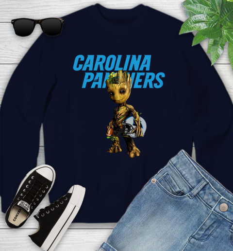 Carolina Panthers NFL Football Groot Marvel Guardians Of The Galaxy Youth Sweatshirt 3