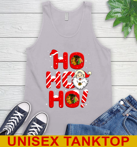 Chicago Blackhawks NHL Hockey Ho Ho Ho Santa Claus Merry Christmas Shirt Tank Top 3