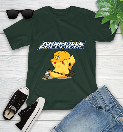 NHL Pikachu Hockey Sports Nashville Predators Youth T-Shirt 5
