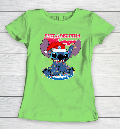 Philadelphia 76ers NBA noel stitch Basketball Christmas Women's T-Shirt 5