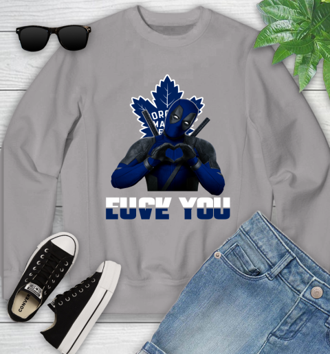 NHL Toronto Maple Leafs Deadpool Love You Fuck You Hockey Sports Youth Sweatshirt 3