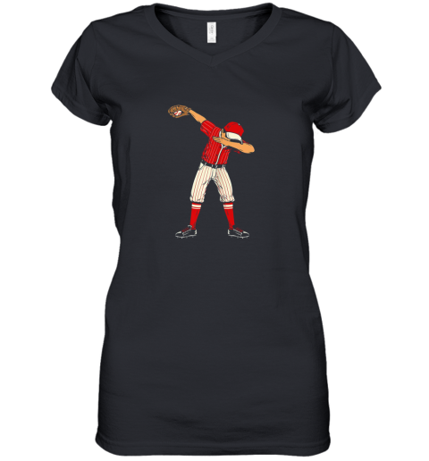 Dabbing Baseball Catcher Gift Shirt Men Boys Kids BZR Women's V-Neck T-Shirt