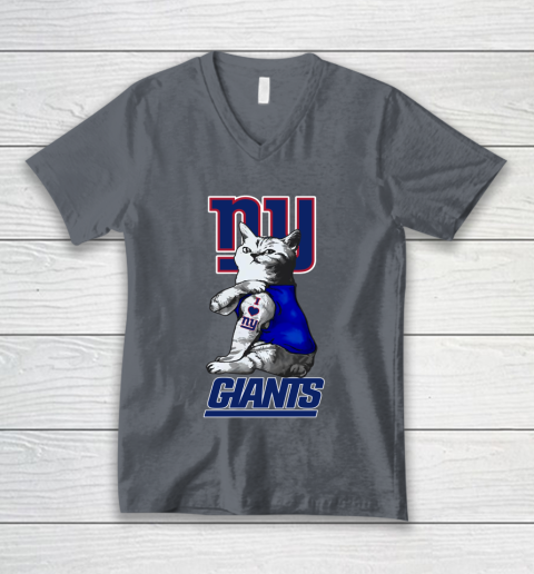 NFL Football My Cat Loves New York Giants V-Neck T-Shirt 4