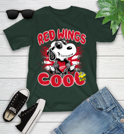 NHL Hockey Detroit Red Wings Cool Snoopy Shirt Youth T-Shirt 4