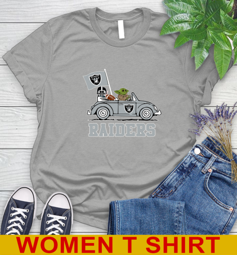 NFL Football Oakland Raiders Darth Vader Baby Yoda Driving Star Wars Shirt Women's T-Shirt 11