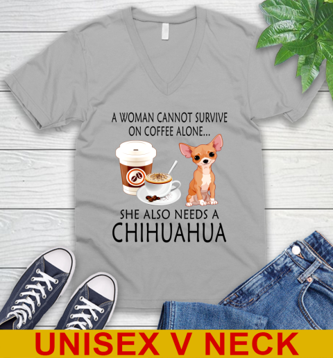 Women cannot survive on coffee alone she also need a cHIHUAHUA tshirt 44