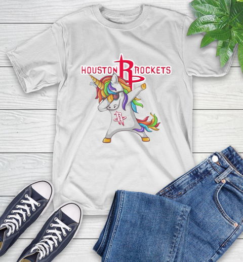 Houston Rockets NBA Basketball Funny Unicorn Dabbing Sports T-Shirt