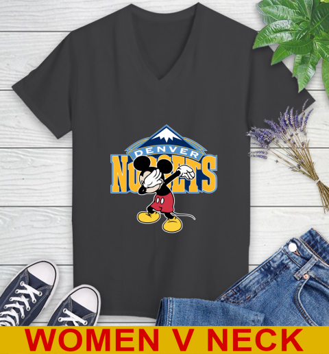 Denver Nuggets NBA Basketball Dabbing Mickey Disney Sports Women's V-Neck T-Shirt 9