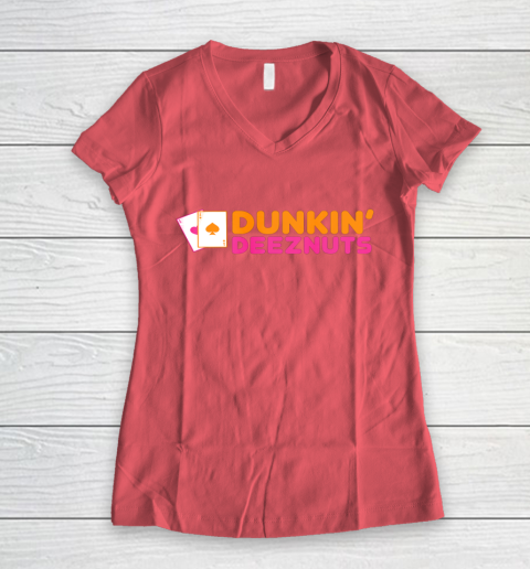Dunkin Deez Nuts Pocket Aces Women's V-Neck T-Shirt 3